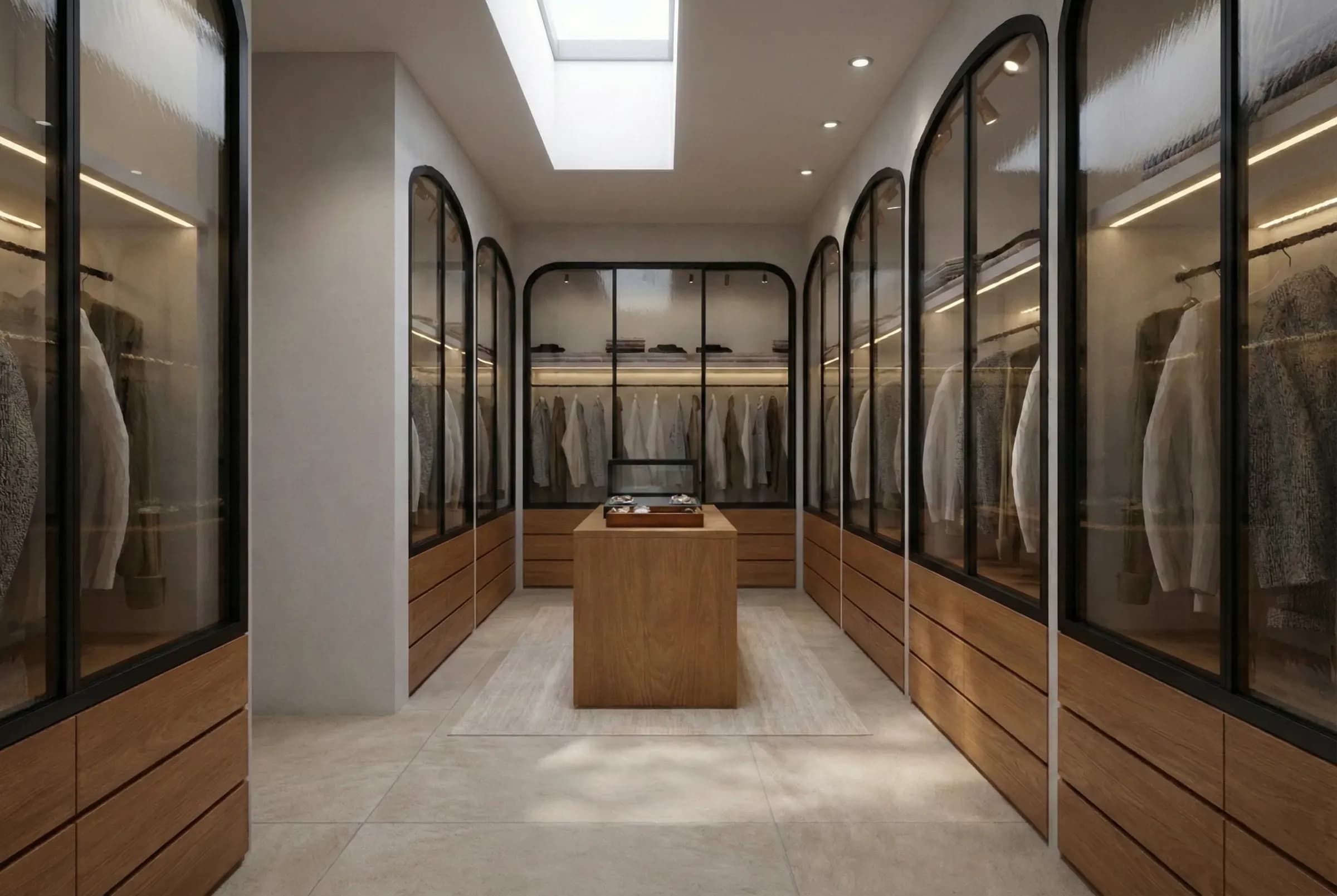 Villa B.A, perspective 3D du dressing sous verrière