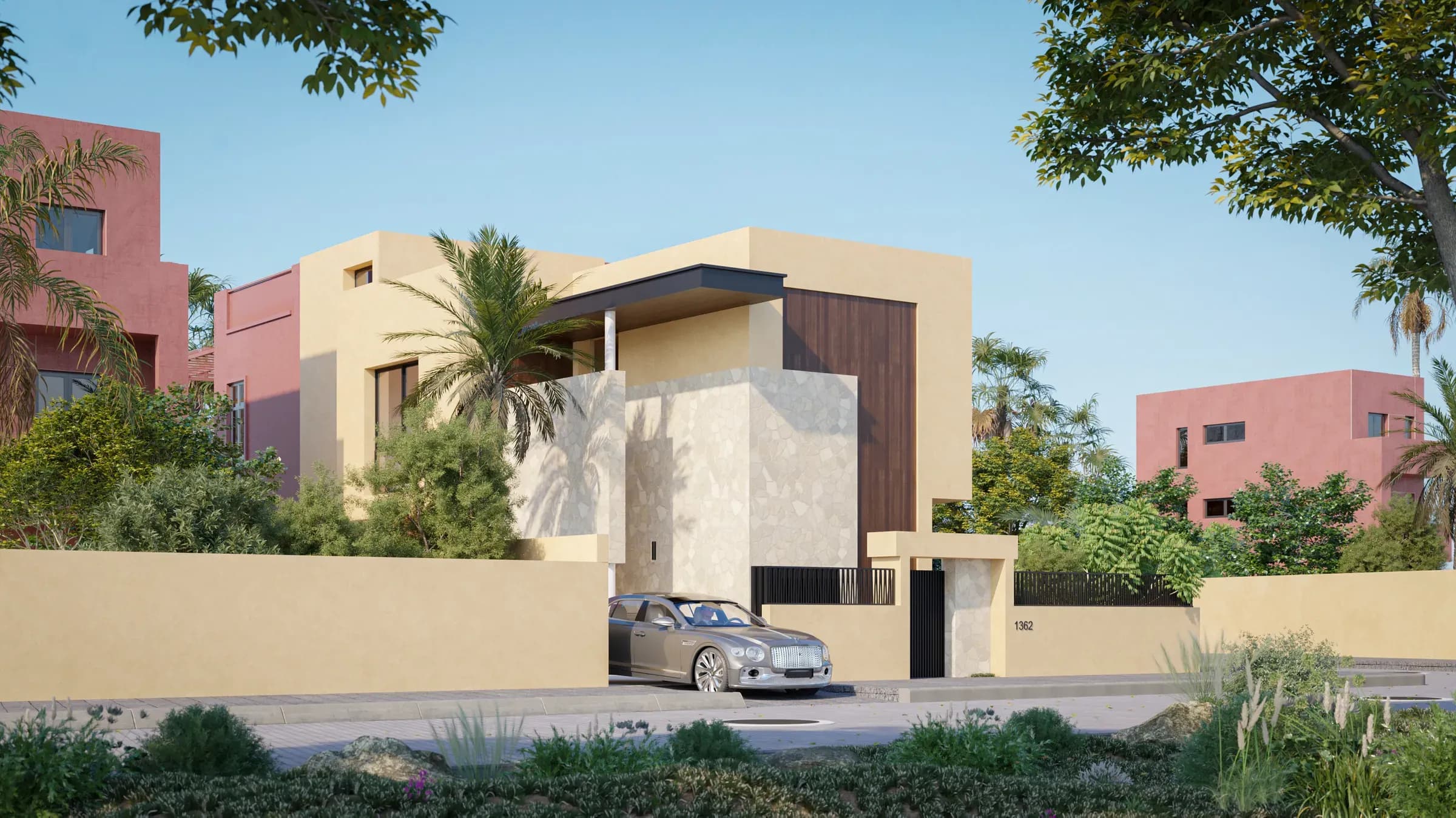 Villa Corner à Ourika, perspective 3D de la villa depuis la rue