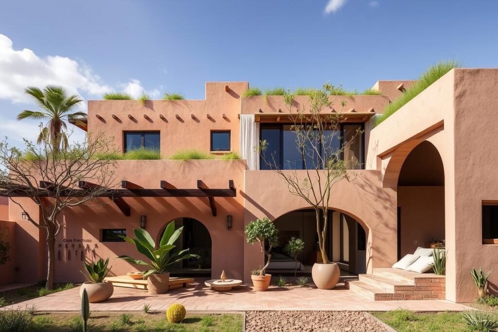 Bâtiment moderne à Marrakech utilisant des matériaux durables et innovants Bâtiment moderne à Marrakech utilisant des matériaux durables et innovants